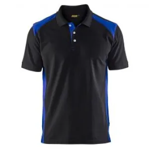Bl&#xE5;kl&#xE4;der&#x20;3324-1050&#x20;Pique&#x20;Polo&#x20;Shirt&#x20;-&#x20;Black&#x2F;Cornflower&#x20;Blue