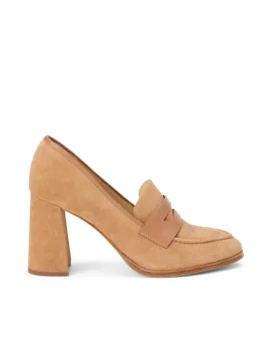 Blanche Heeled Suede Loafer