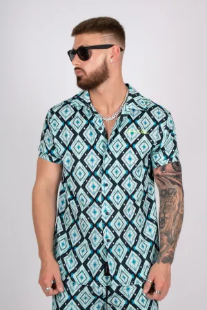 Blue Geometric Revere Shirt