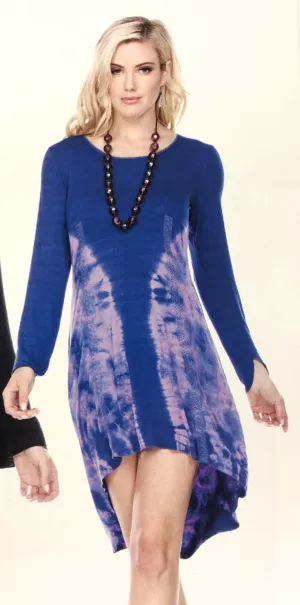 Blue High Low Tie Dye Dress