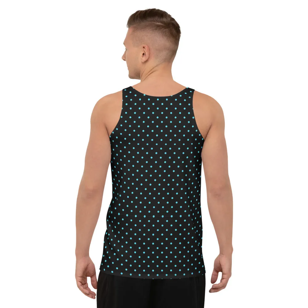 Blue Polka Dots Tank Top, Unisex Classic Dotted Tanks For Men or Women-Made in USA/EU