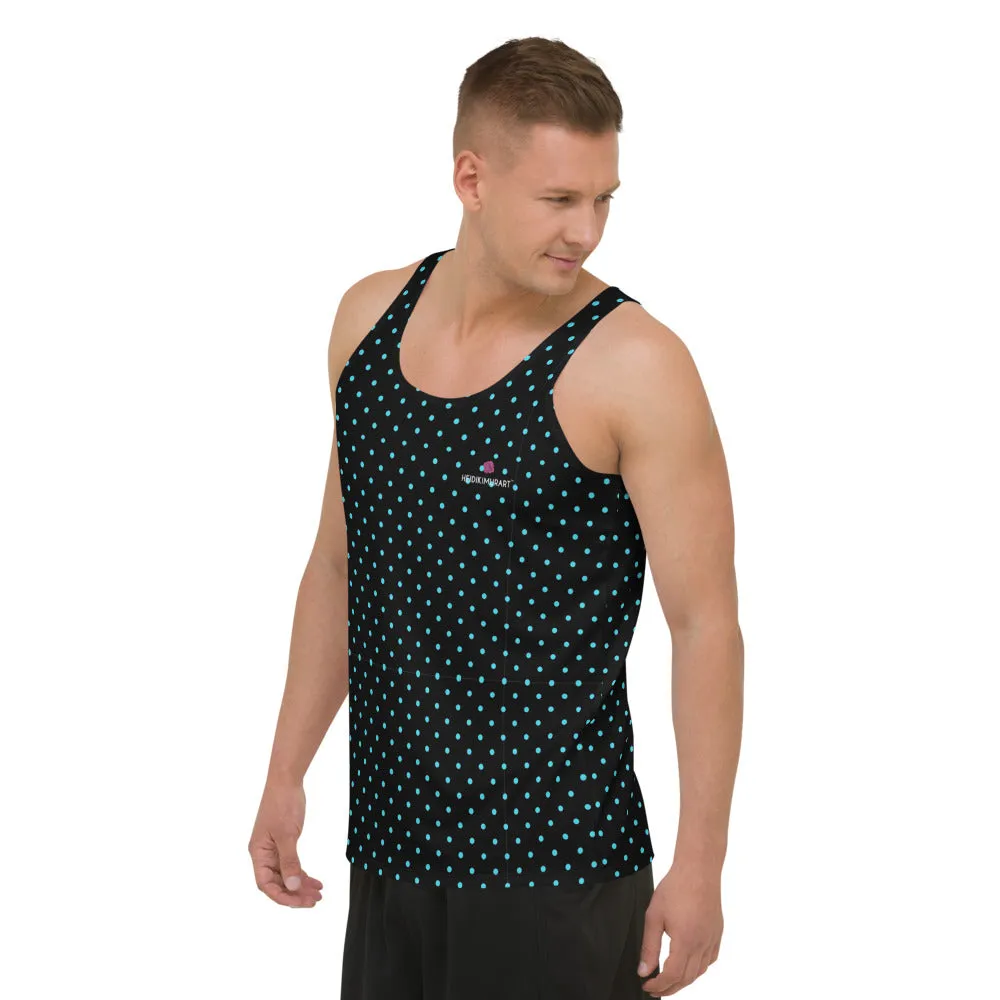 Blue Polka Dots Tank Top, Unisex Classic Dotted Tanks For Men or Women-Made in USA/EU