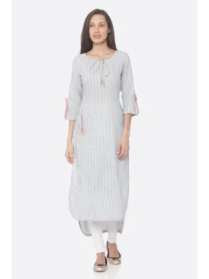 Blue Printed Handloom Cotton  Up & Down Kurti | Rescue