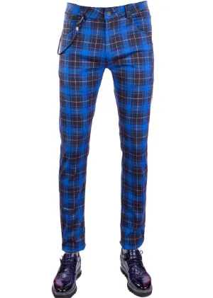 Blue "Kennedy" Plaid Stretch Pants