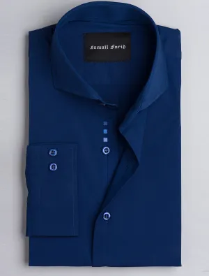 BLUE SPREAD COLLAR SHIRT