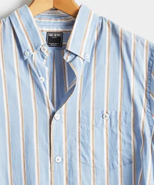 Blue Stripe Button Down Collar Long Sleeve Shirt