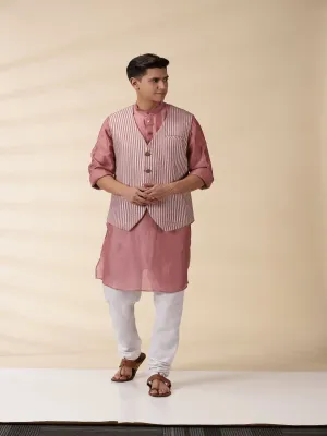 Blush Pink Chanderi Jacket & Kurta Set