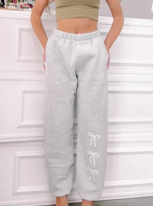 Blushing Bow Sassy Sweatpants | Grey
