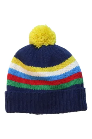 Boden Striped Pom-Pom Knit Hat 7Y