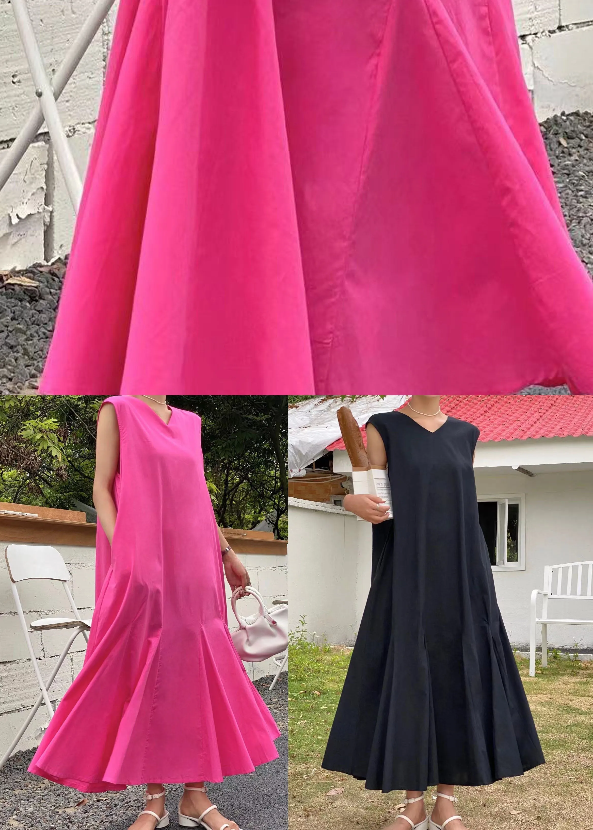 Bohemian Rose V Neck Patchwork Cotton Holiday Dress Summer LY2169
