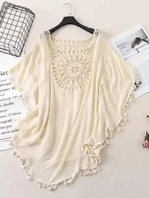 Boho Bliss Off-Shoulder Beach Cover-Up