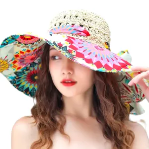 Boho Colorful Wide Brim Straw Sun Hats