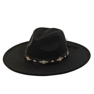 Boho Tribal Pattern Strap Fedora