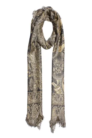 Bold Contrast  Paisley Jacquard Scarf