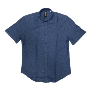 Bomboogie Camicia Manica Corta in Lino e Cotone SM6400TLITP 26 indigo blue
