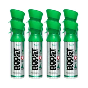 Boost Oxygen 5 Liter Canned Oxygen Bottle with Mouthpiece, Natural (8 Pack)