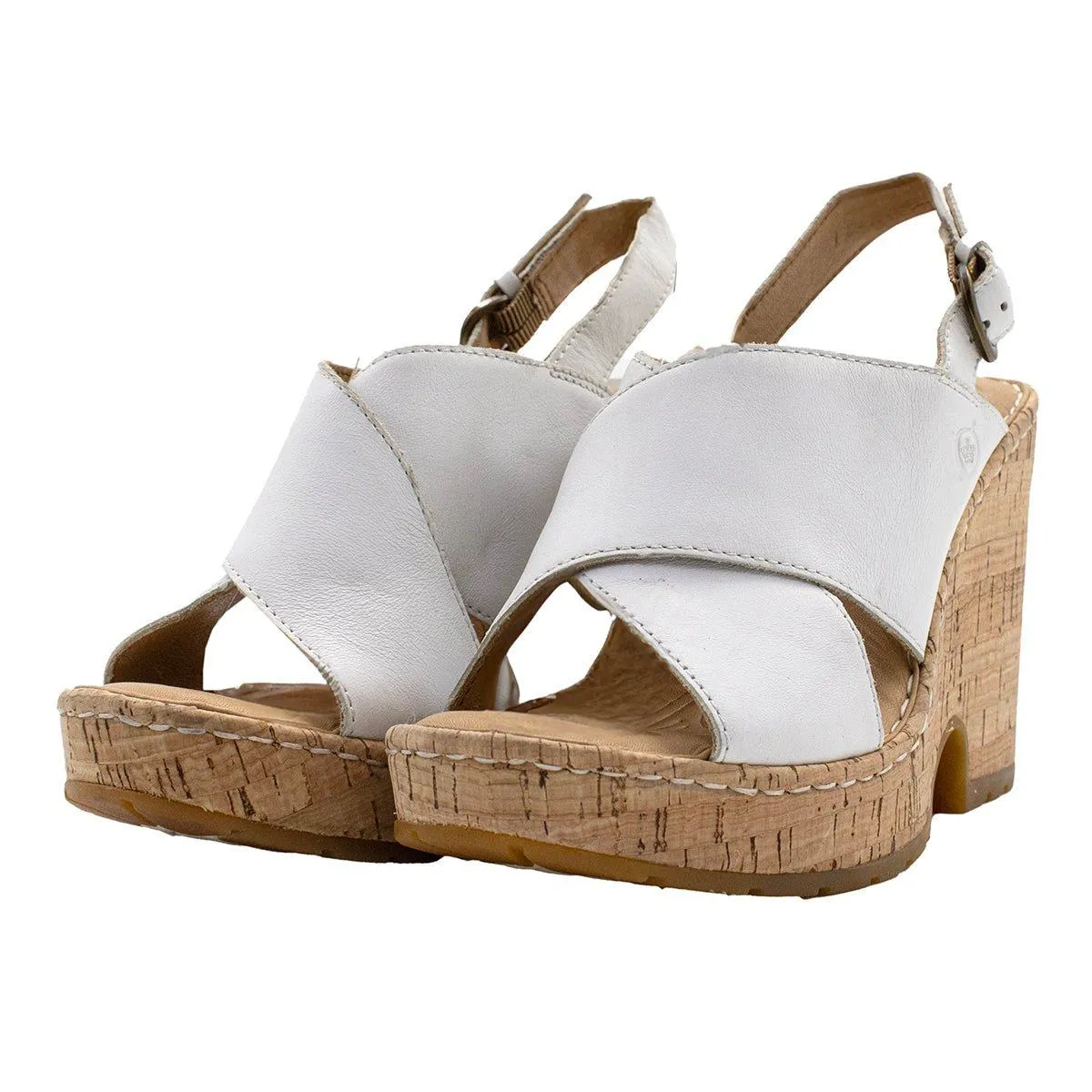 Born Jenni Platform Shoes Leather White Colour For Women