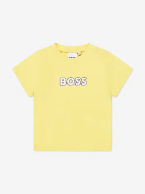 BOSS Baby Boys Organic Cotton Logo T-Shirt in Yellow