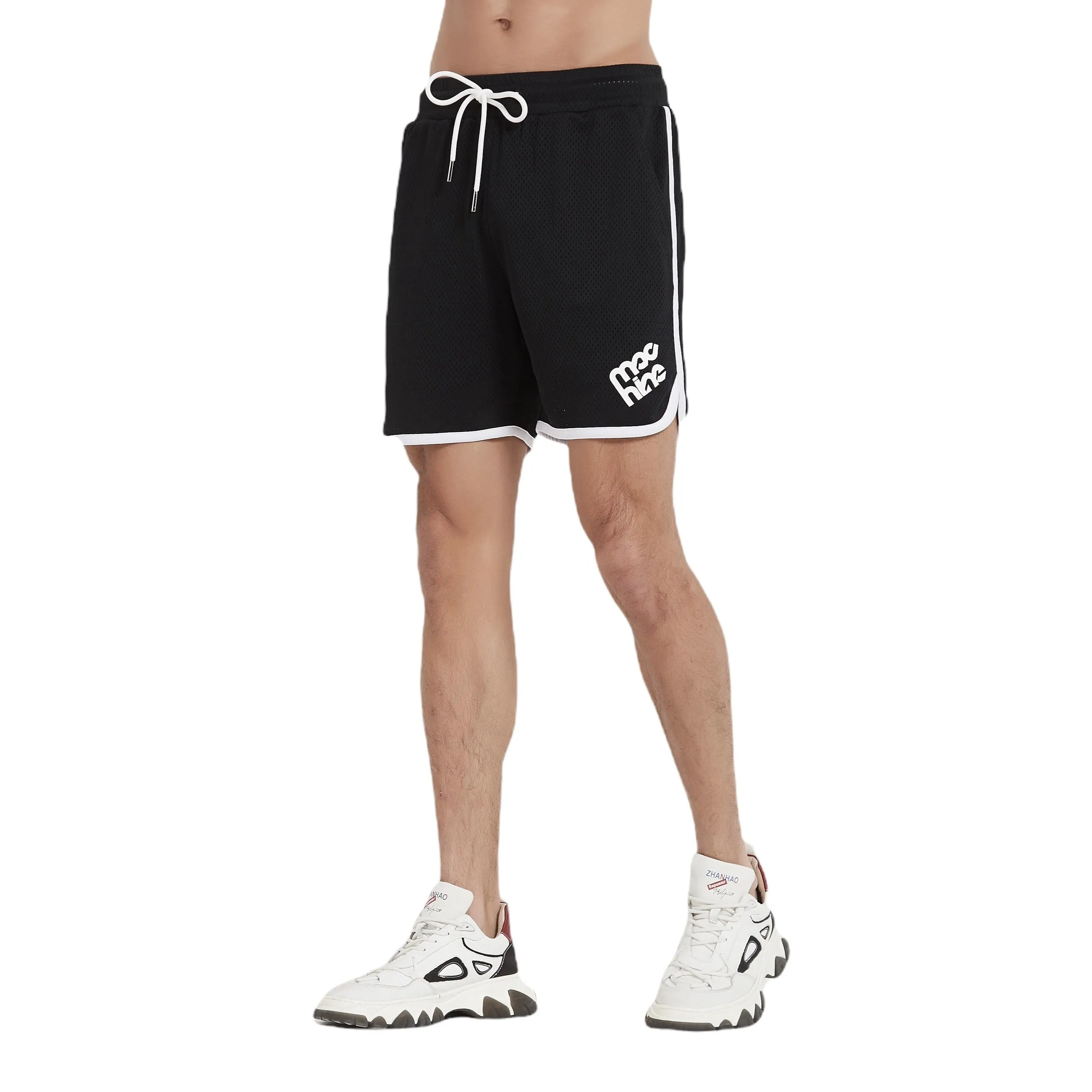 Botanic Mesh Gym Short - Black w. White Taping