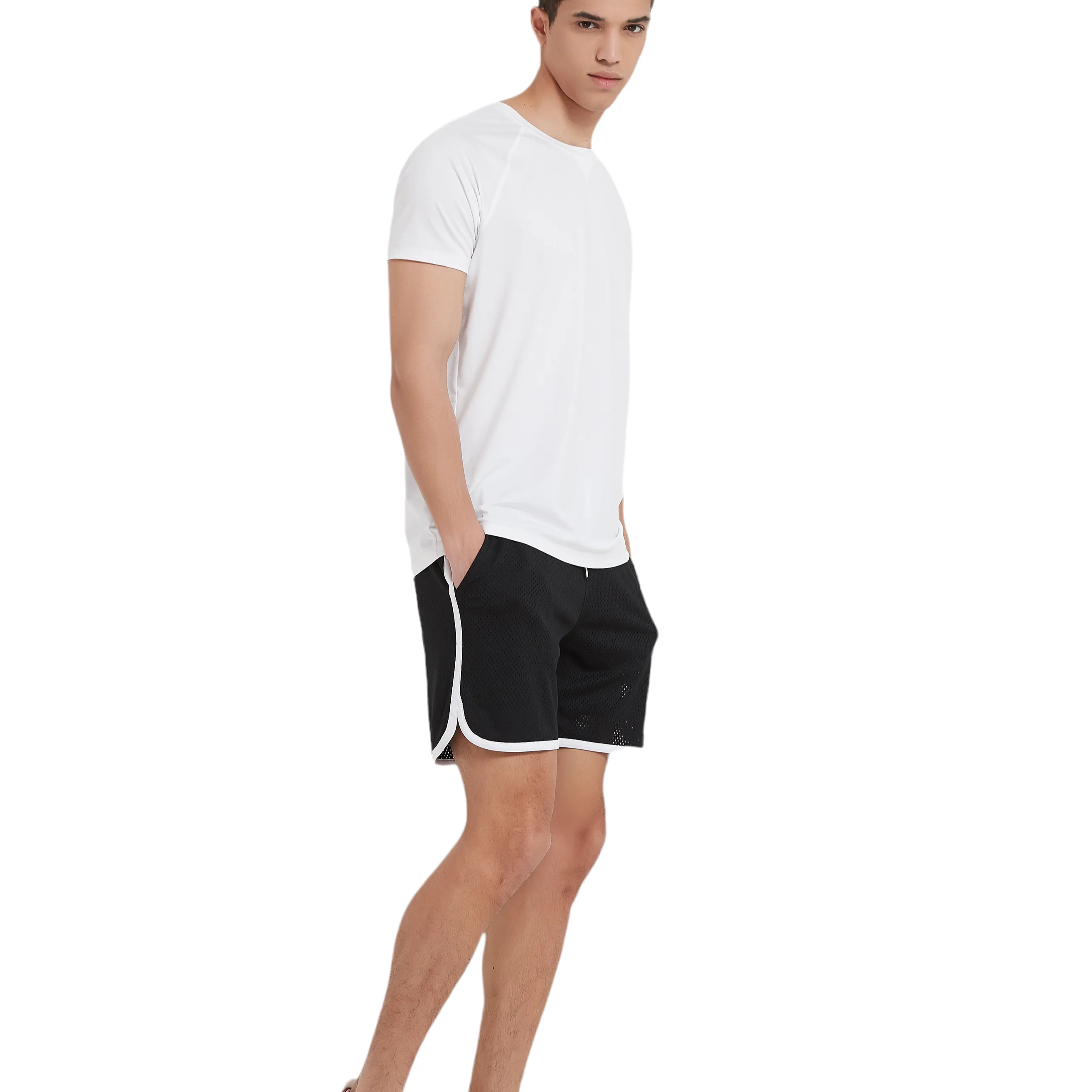 Botanic Mesh Gym Short - Black w. White Taping
