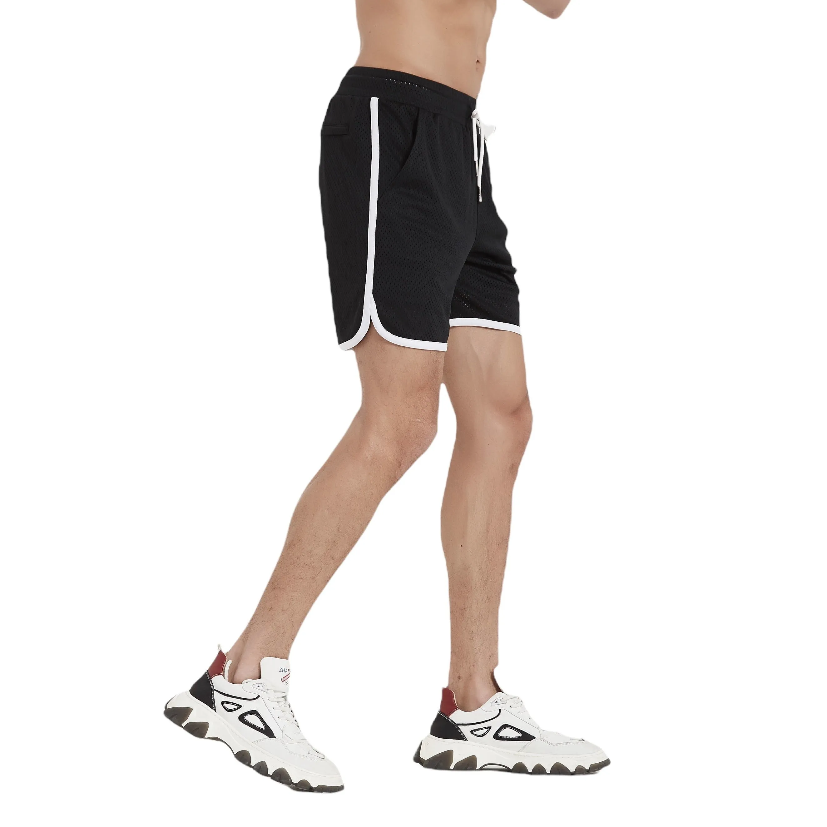 Botanic Mesh Gym Short - Black w. White Taping