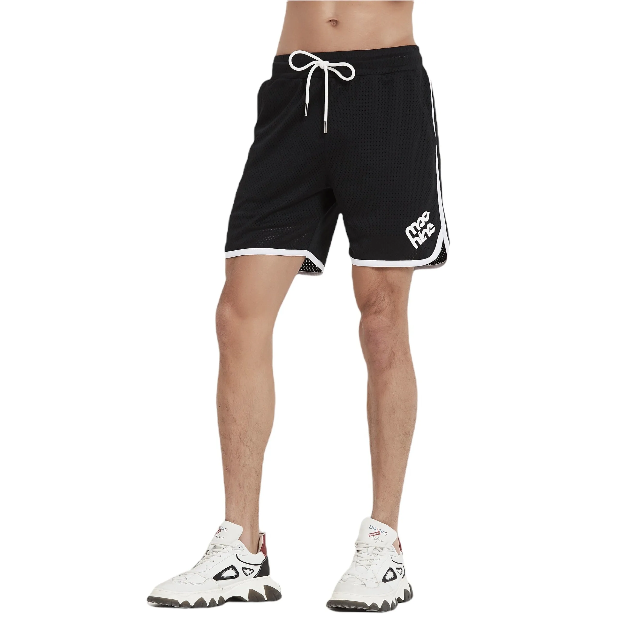 Botanic Mesh Gym Short - Black w. White Taping
