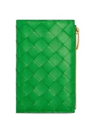 Bottega Veneta   Medium Intrecciato bi-fold zip wallet 
