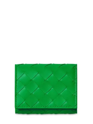 Bottega Veneta   Small Intrecciato tri-fold zip wallet 