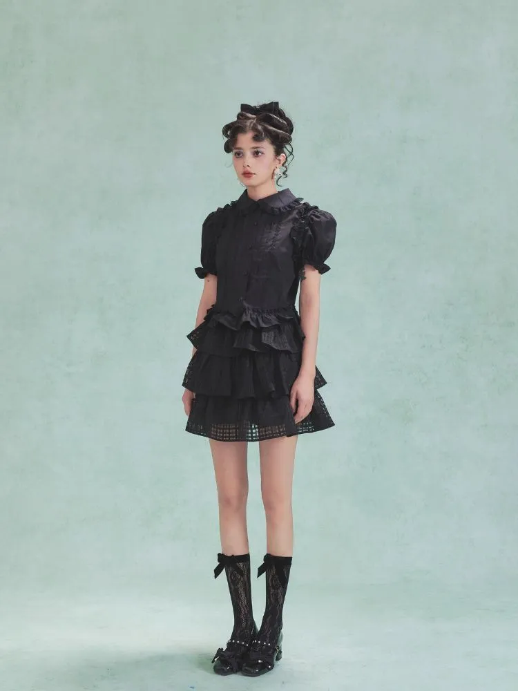 Bow Cake Half Skirt Puffy Dress【s0000006979】