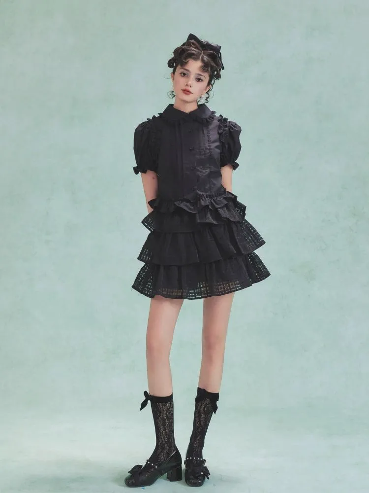 Bow Cake Half Skirt Puffy Dress【s0000006979】