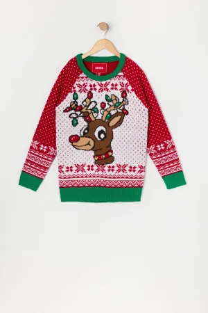Boys Light Up Rudolph Christmas Sweater