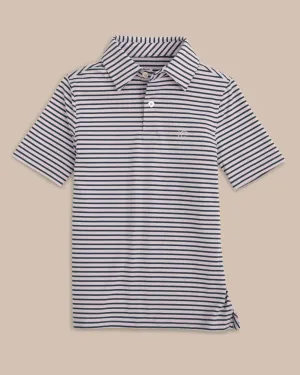 Boys Ryder Heather Marin Stripe Performance Polo Shirt