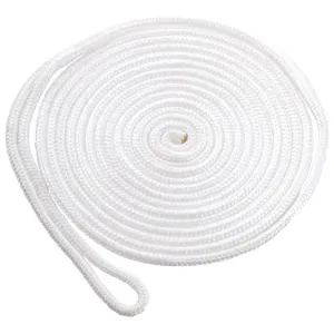 Braided Nylon Dock Line with eye-1/2" x 30' White