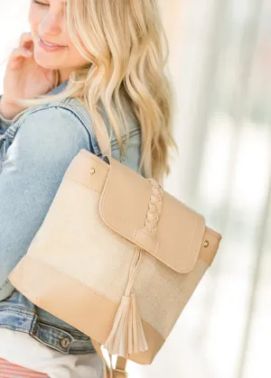 Braided Tassel Canvas Backpack - FINAL SALE