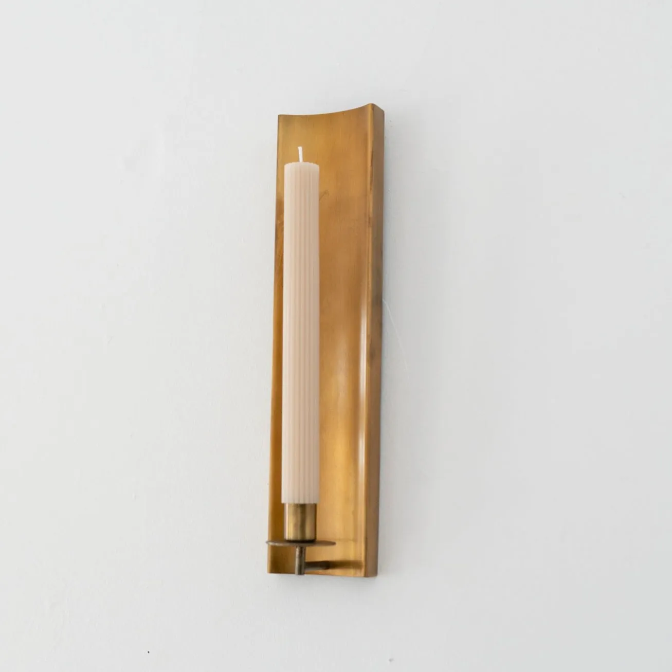 Brass Channel Wall Sconce Candle Holder