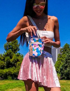 Brick Bag | Mini Crossbody | Recycled RPET | Floral Pink Blue