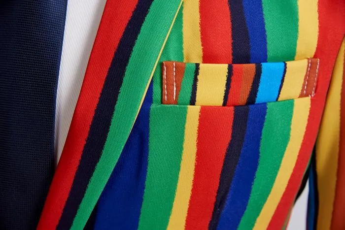 Bright Colourful Stripe Stage Style Men Costume Blazer
