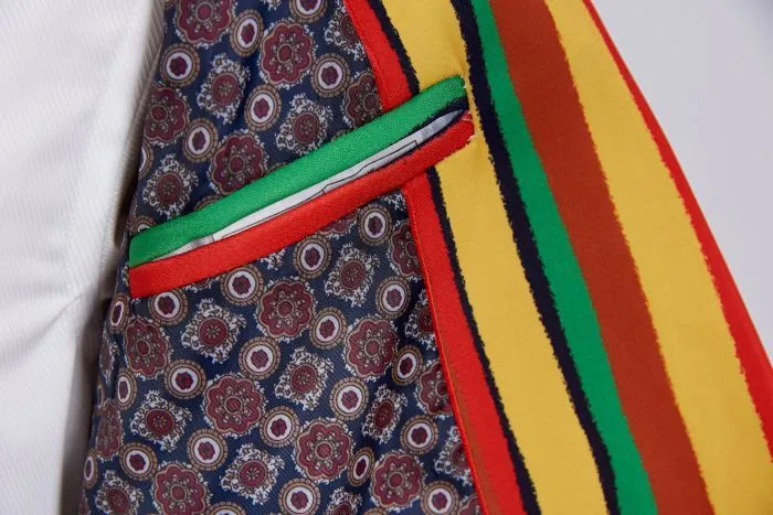 Bright Colourful Stripe Stage Style Men Costume Blazer