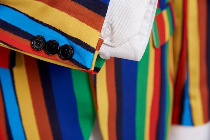 Bright Colourful Stripe Stage Style Men Costume Blazer