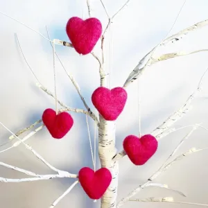 Bright Pink Heart Felted Ornament
