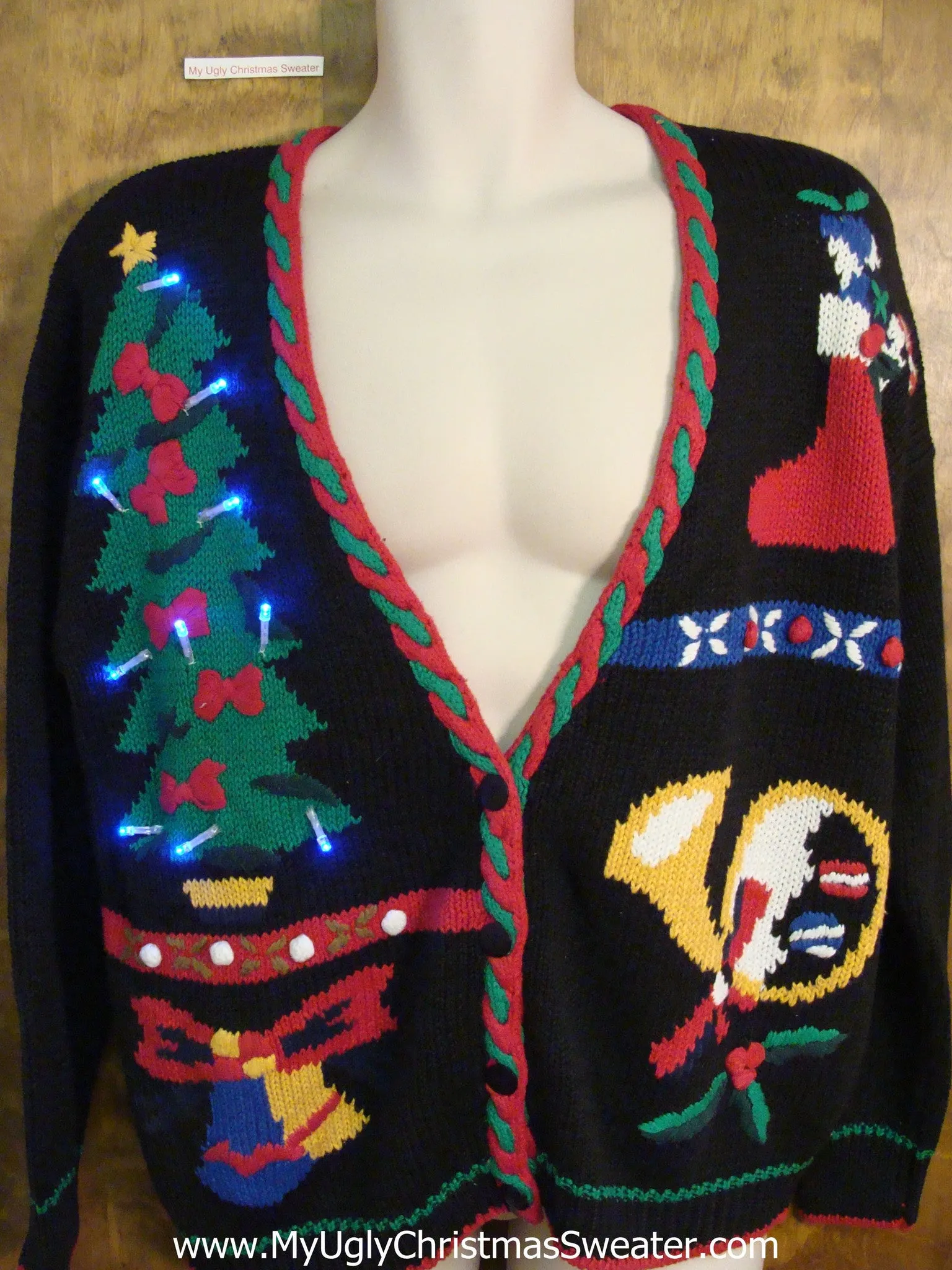 Bright Tree 80s Light Up Ugly Xmas Sweater