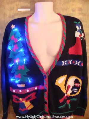 Bright Tree 80s Light Up Ugly Xmas Sweater