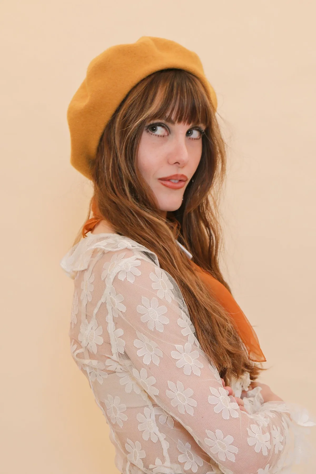 Brigitte Beret in Mustard