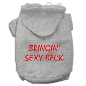 Bringin' Sexy Back Screen Print Pet Hoodies Grey Size Sm (10)