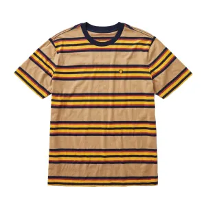 BRIXTON HILT SHIELD S/S KNIT - TAN/GOLDEN GLOW/NAVY