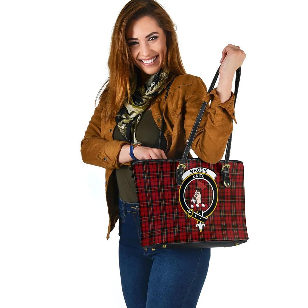 Brodie Tartan Leather Tote Bag with Family Crest