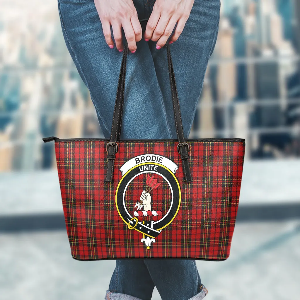 Brodie Tartan Leather Tote Bag with Family Crest