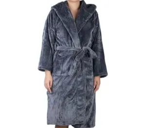 Brogo Microfiber Supersoft Hooded Bathrobe Grey L/XL