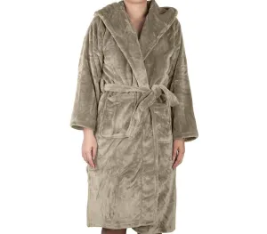 Brogo Microfiber Supersoft Hooded Bathrobe Mocha S/M