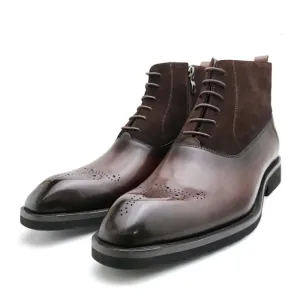 Brogue Style Genuine Leather Winter Boots